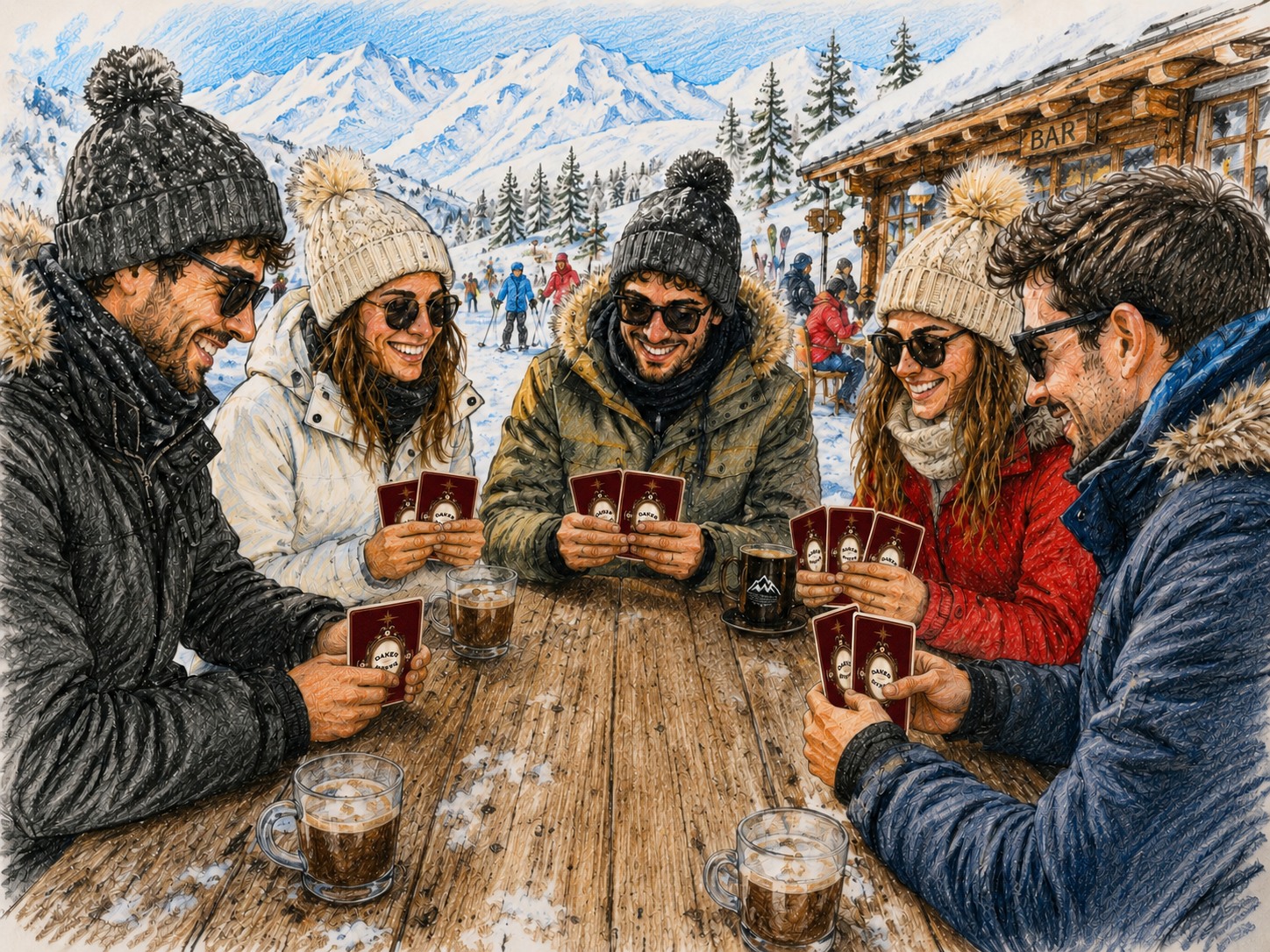 Amigos jugando a Daker en la nieve