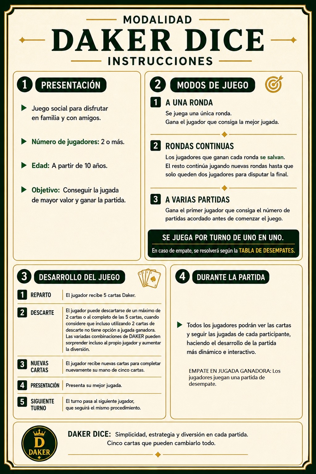 Instrucciones de Daker Dice