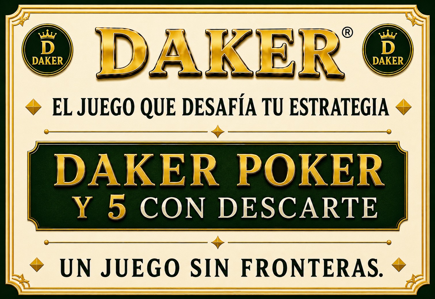Daker Póker y cinco cartas con descarte, un juego sin fronteras