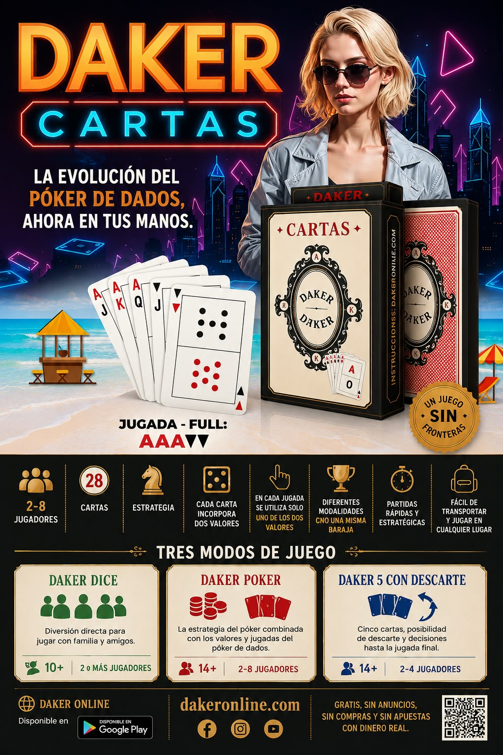 Póster Daker Póker, juego de cartas